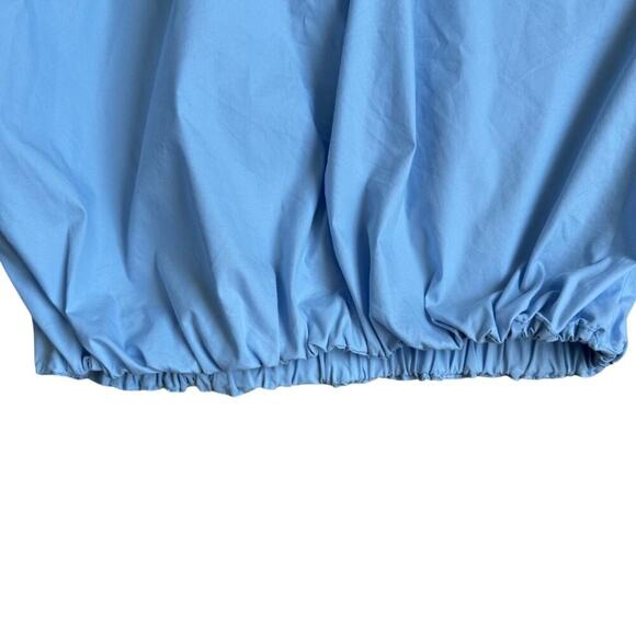 Zara Elastic Hem Poplin Cropped Shirt Light Blue XS - Picture 7 of 9